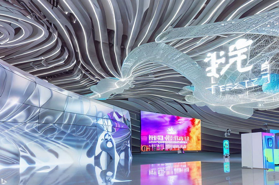 聲光電企業(yè)博物館效果圖,互動(dòng)多媒體展覽館,數(shù)字化智慧展廳