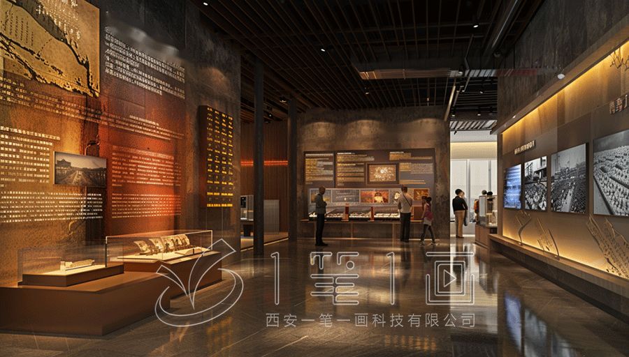 互動國防展廳施工圖,智能國防教育展館設計,多媒體展覽館設計公司
